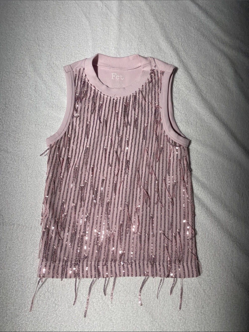 Fct Pink Sequin Fringe Tank